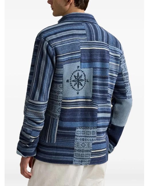 Polo Ralph Lauren Blue Patchwork Cardigan for men
