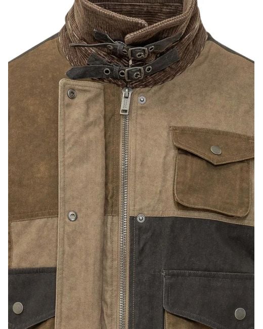 Isabel Marant Brown Patchwork Buckle-Collar Jacket