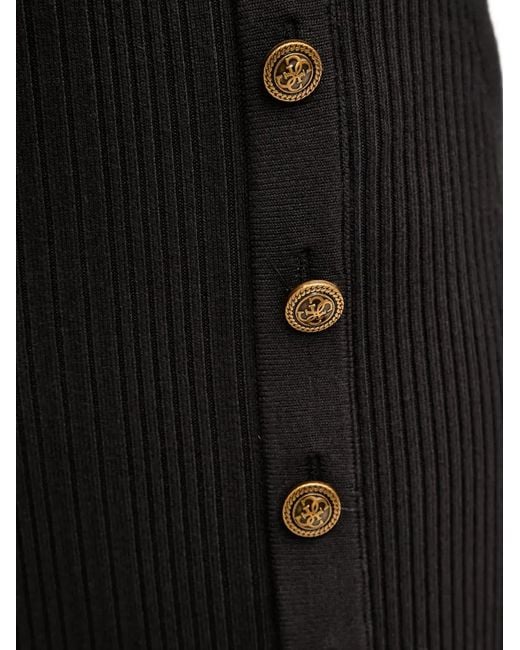 Guess Black Off-Shoulder Button Midi Dress