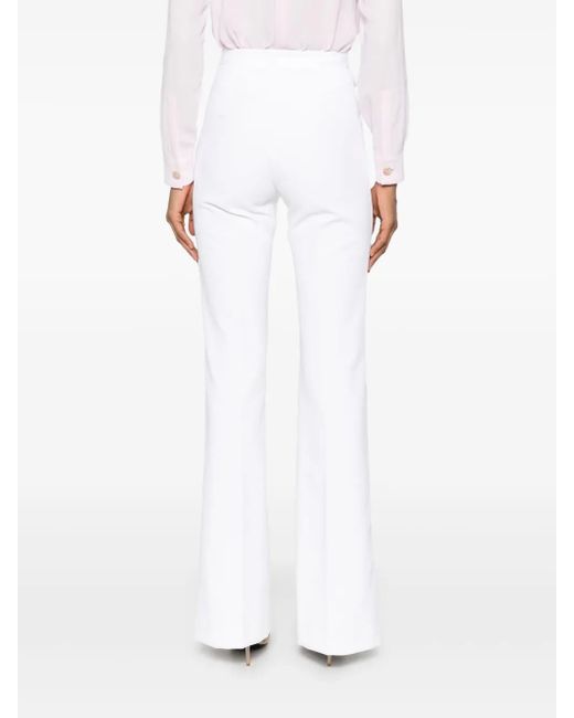 Elisabetta Franchi White Hose Aus Krepp Mit Logo-Schild