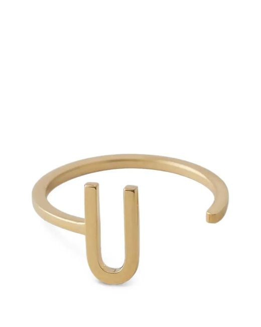 Design Letters Metallic Initial Open-Band Ring