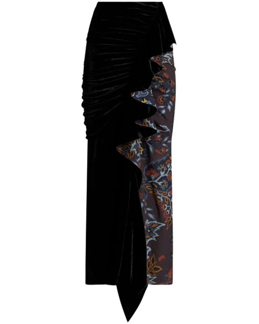 Etro Black Midi Skirt With Paisley Print