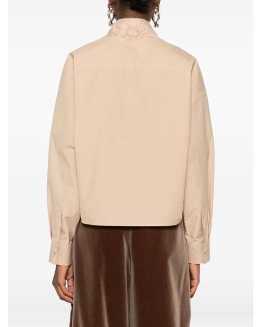 Fabiana Filippi Natural Lace-Trimmed Button-Down Shirt
