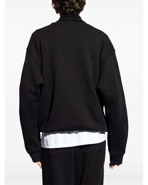 Helmut Lang Black Drawstring Stand-Up Collar Sweatshirt for men