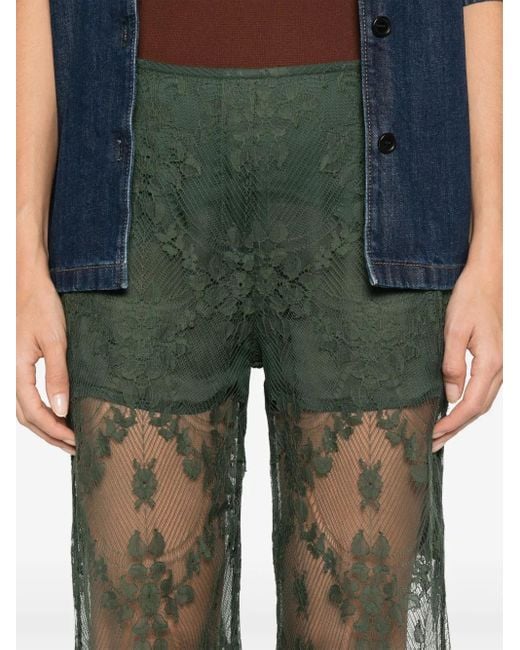 Elie Saab Green Silk Trousers