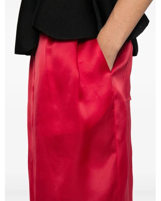 Khaite Red Roter High-Waist-Rock Mit Taschen
