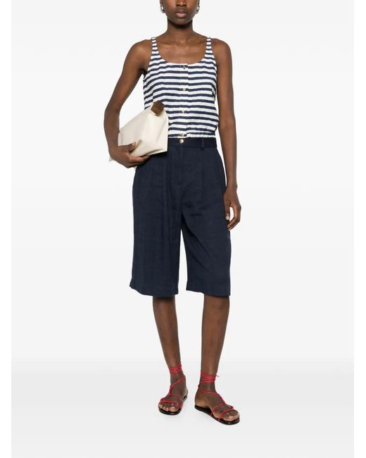 Maje Blue Linen-Blend Top