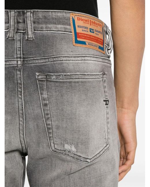 DIESEL Gray 1979 Sleenker Distressed Jeans for men