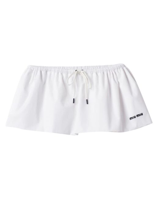 Miu Miu White Flared Poplin Miniskirt