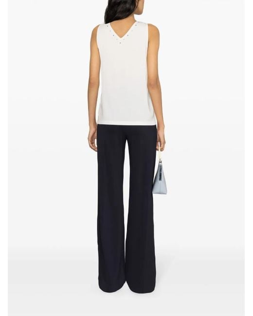 Fabiana Filippi White Studed V-Neck Crepe Blouse