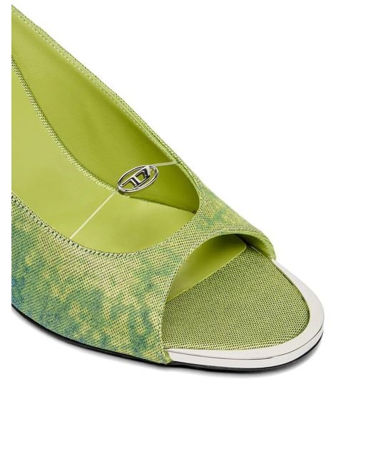DIESEL Green D-Diam's Sa Distressed Sandals