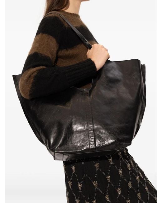 AllSaints Black Ara Leather Tote Bag