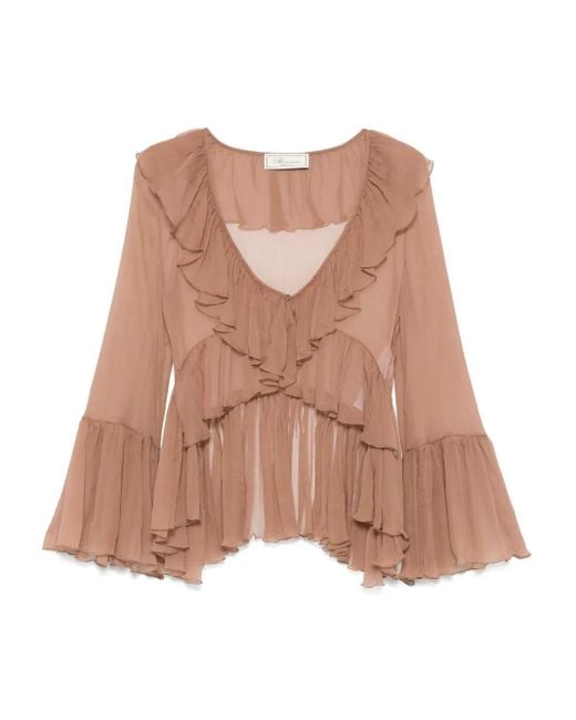 Blusa Con Ruches di Blumarine in Brown