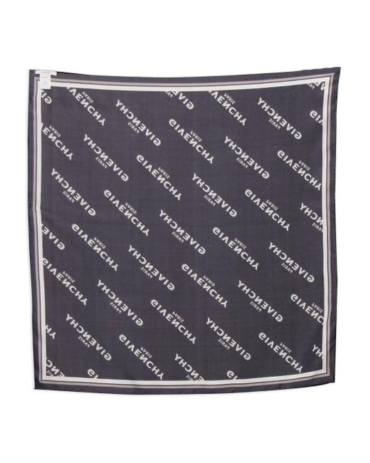 Givenchy Black Logo-Pattern Silk Scarf