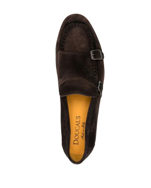 Doucal's Brown Double-buckle Suede Loafers for men