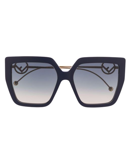 Fendi Blue Oversized-Sonnenbrille mit Logo
