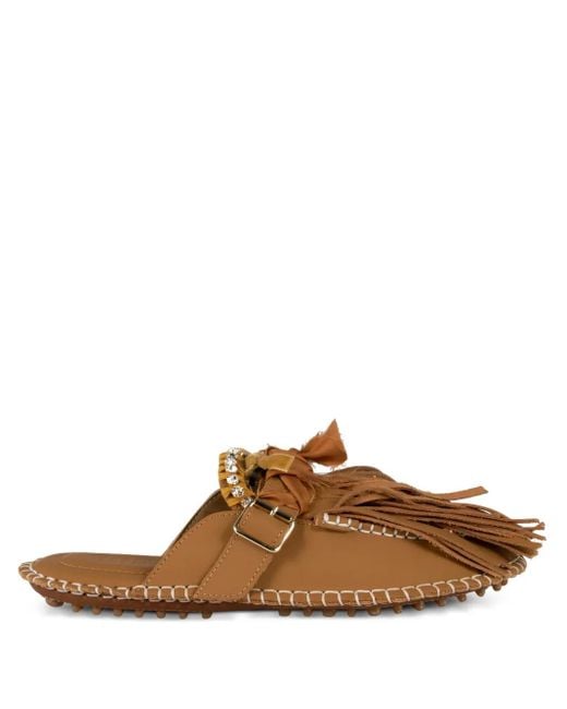 13 09 SR Brown Fringed Mules
