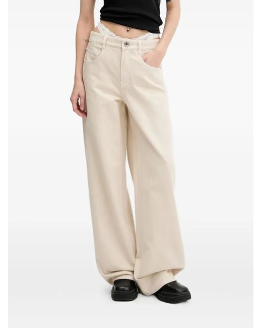 Miss Sixty Natural Logo-Patch Straight-Leg Jeans
