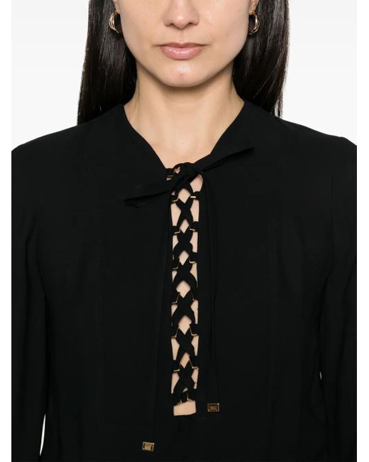 Elisabetta Franchi Georgette Blouse Met Veters in het Black