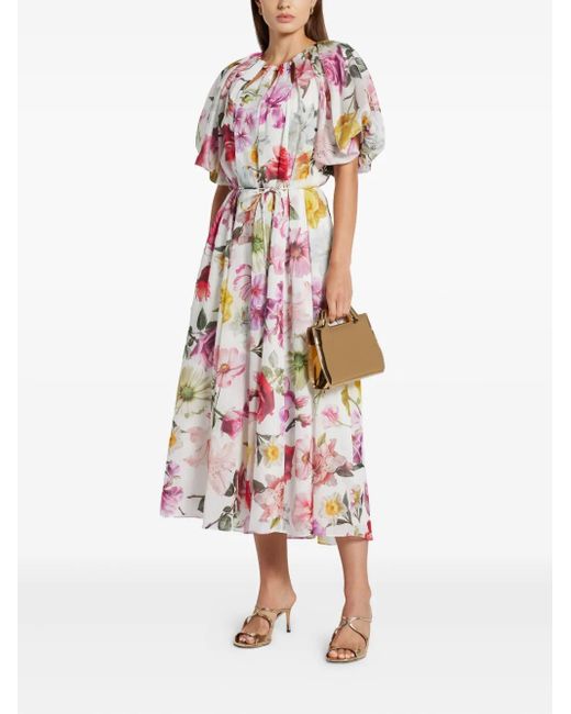 【AJE】フローラルパフスリーブワンピースFleur Midi Dress Aje. Fleur Midi Dress in White | Lyst