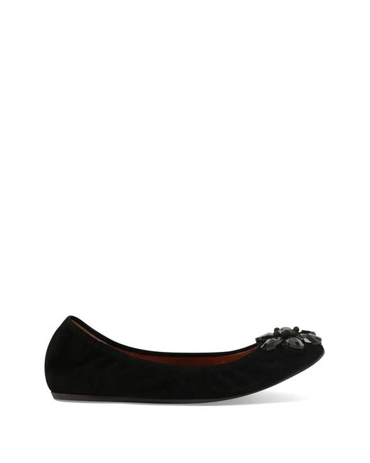 Lanvin Black Embroidered Ballet Flats
