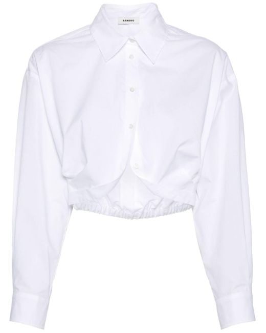 Sandro White Cropped-Hemd aus Baumwolle