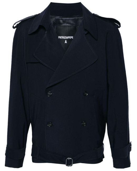 Patrizia Pepe Blue Belted Double-breasted Jacket for men