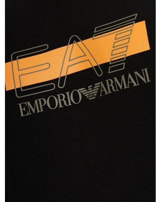 EA7 Black Long-Sleeve Logo-Print Sweatshirt for men