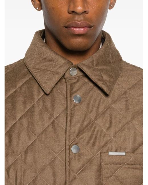 Ferragamo Brown Quilted Diamond-Pattern Jacket for men