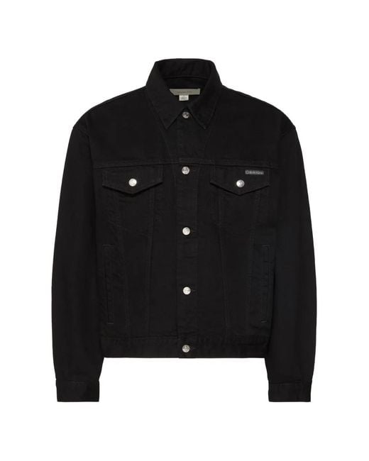 Calvin Klein Black Logo-Patch Denim Jacket for men