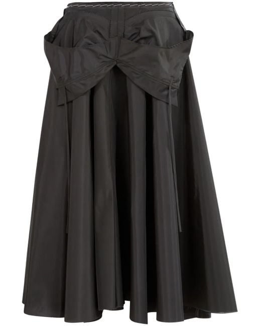 Maison Margiela Black Midi Skirt With Layered Design