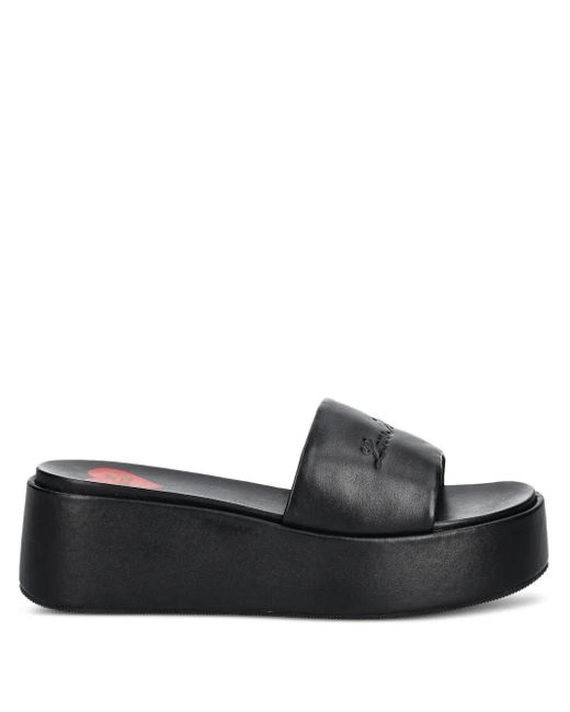 Love Moschino Black Logo-Detail Platform Heeled Sandals