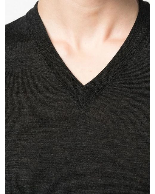 Drumohr Black V-Neck Knitted Jumper for men