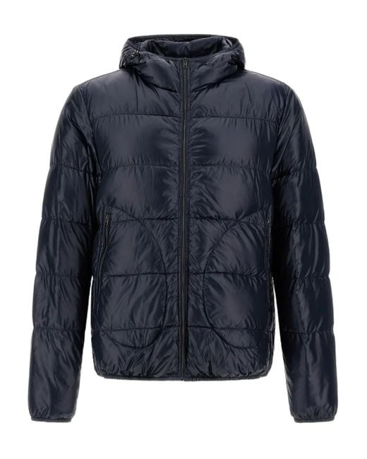 Herno Blue Hooded Quilted Jacket for men