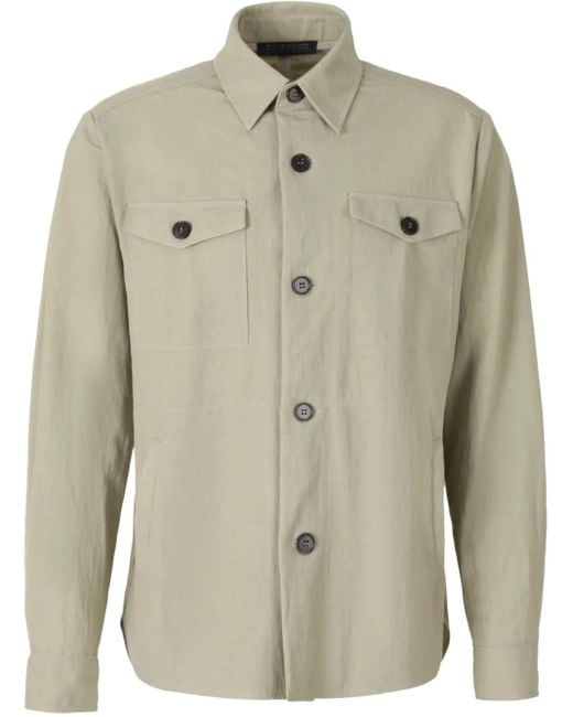 Harris Wharf London Natural Button-Up Overshirt for men