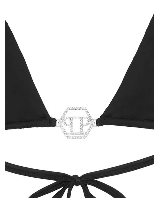 Philipp Plein White Logo-Plaque Triangle Bikini Set