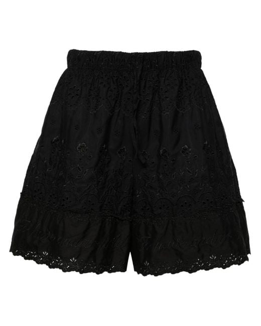 Simone Rocha Black Broderie Anglaise Cotton Shorts for men