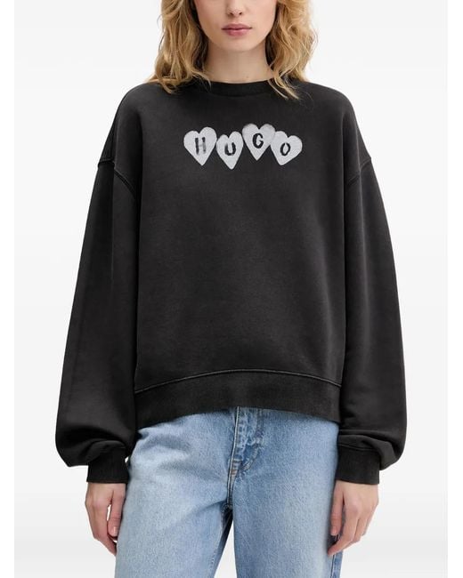 Sudadera con motivo de corazón HUGO de color Black