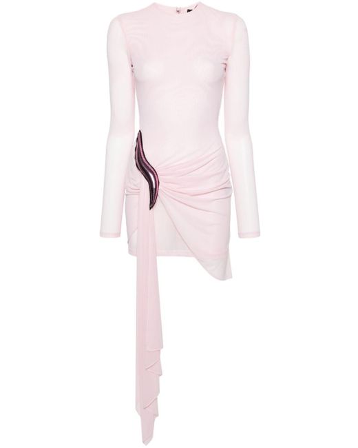 Robe mi-longue en résille à fronces David Koma en coloris Pink