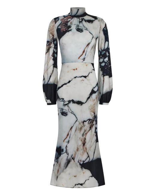 Roberto Cavalli マーブルプリント ハイネックドレス Gray
