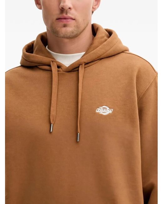 Dickies Brown Logo-Embroidery Hoodie for men