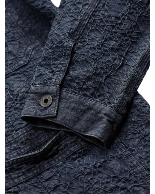 RRL Blue Textured Button-Up Jacket for men