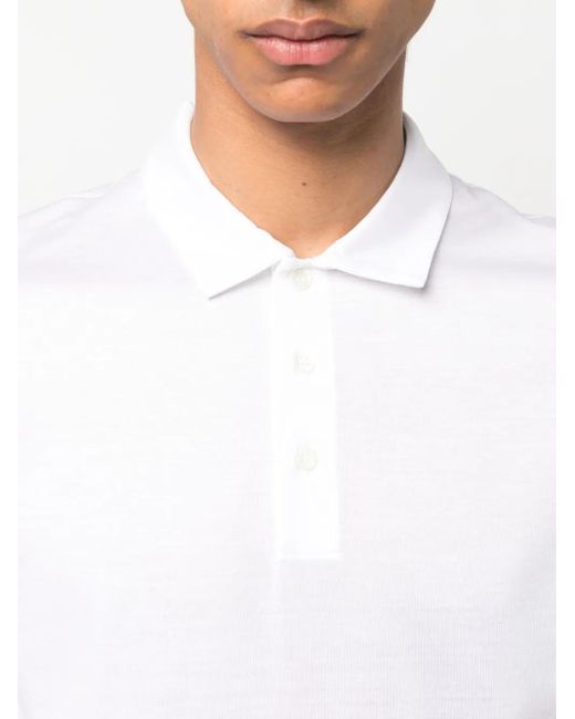 Canali White Knitted Polo Shirt for men
