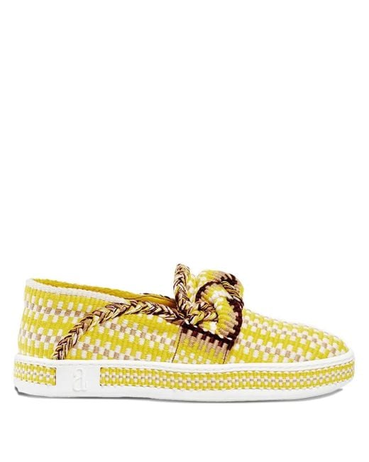 ANTOLINA PARIS Yellow Checked Braided-Detail Espadrilles