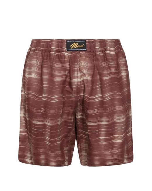 Marni Red Striped Ramie Shorts for men