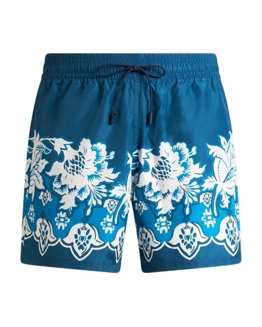 Etro Blue Polyester Swim-Trunk Roma for men