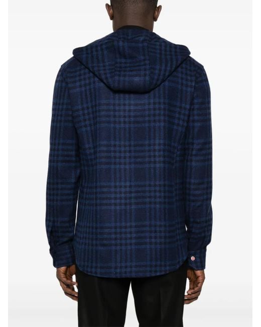 Kiton Blue Checked Cashmere Shirt for men