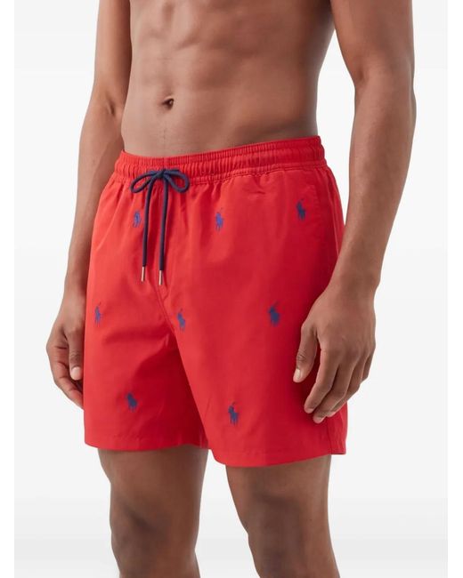 Polo Ralph Lauren Red Logo Swim Shorts for men