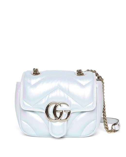 Gucci White Mini GG Marmont Shoulder Bag