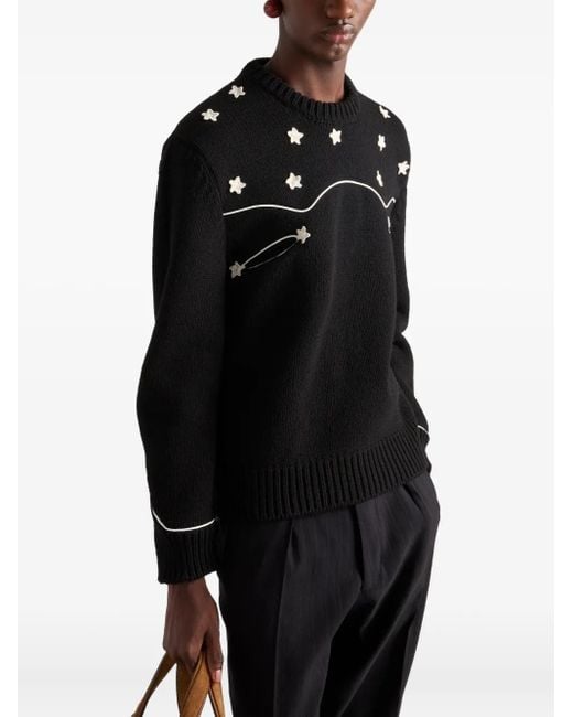 Pull Shetland En Maille Nervurée Prada pour homme en coloris Black